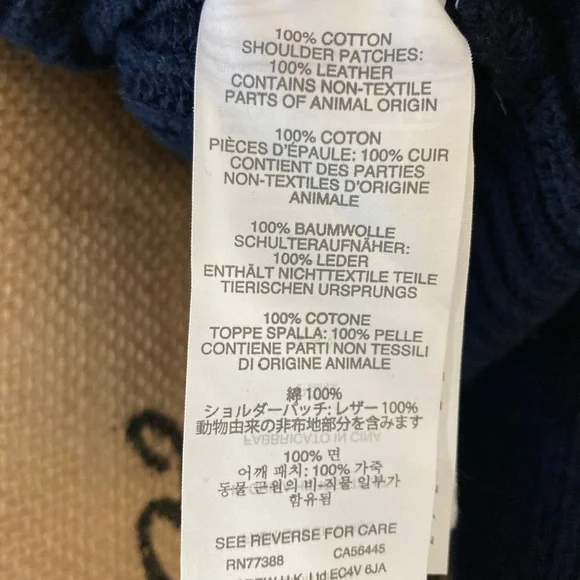 J. Crew Woodsman Sweater 100% Cotton and Leather Suede Shoulder Patches Sz S - Picture 8 of 8